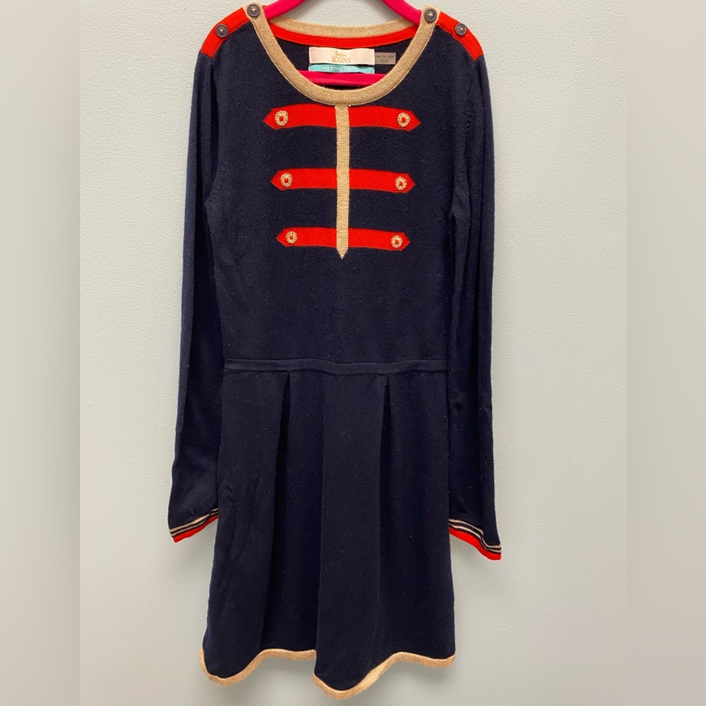 Mini Boden Icons The Royal Couple sweater dress, size 11/12
